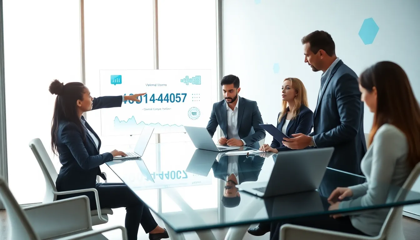 diverse team discussing data significance in a modern office.