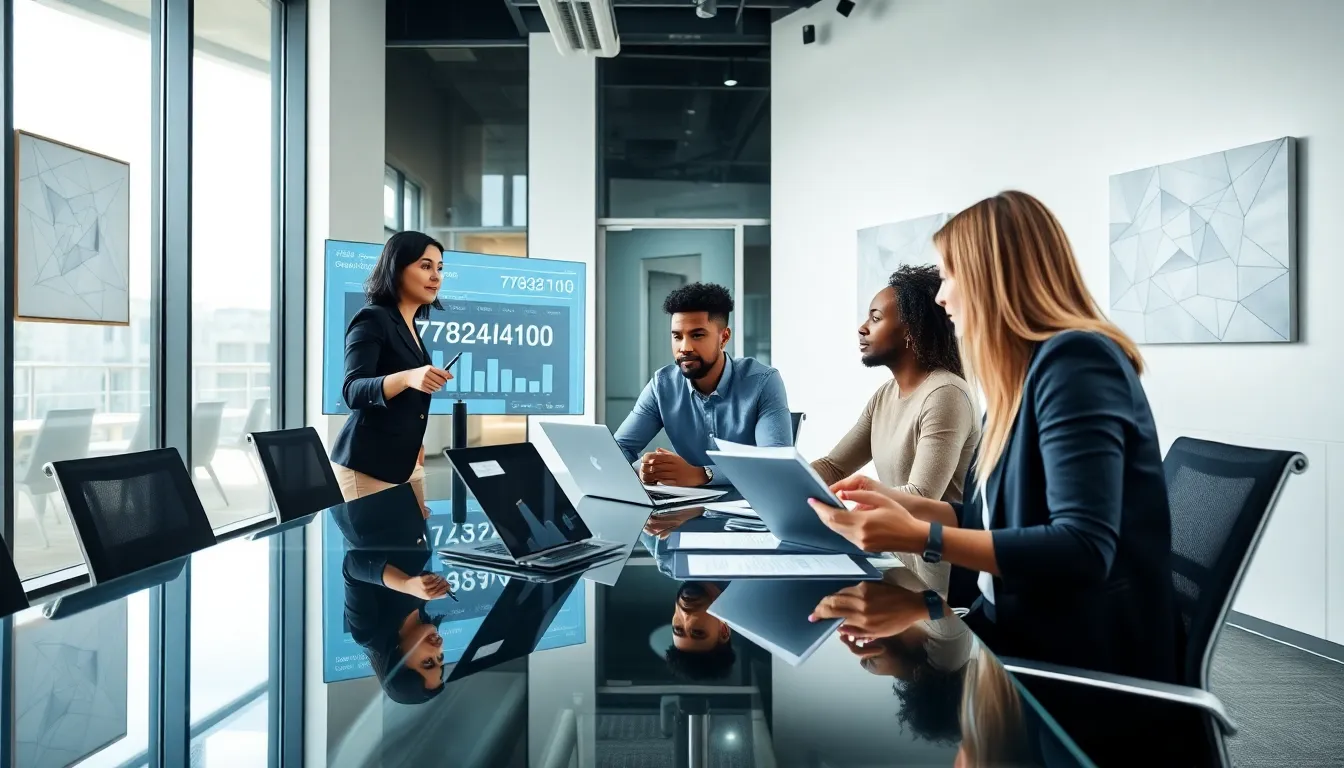 professionals collaborating in a modern office about the number 7783274160.