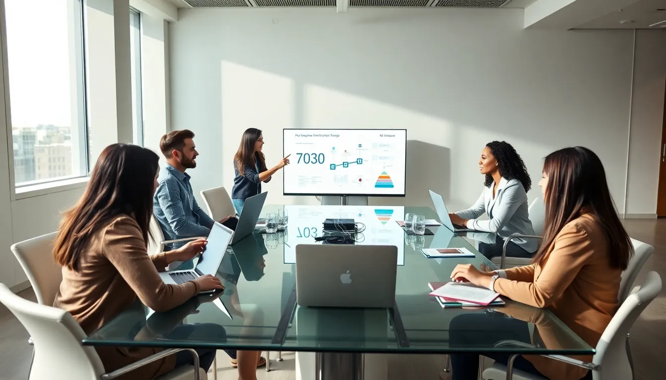 diverse team discussing data identifiers in a modern office.